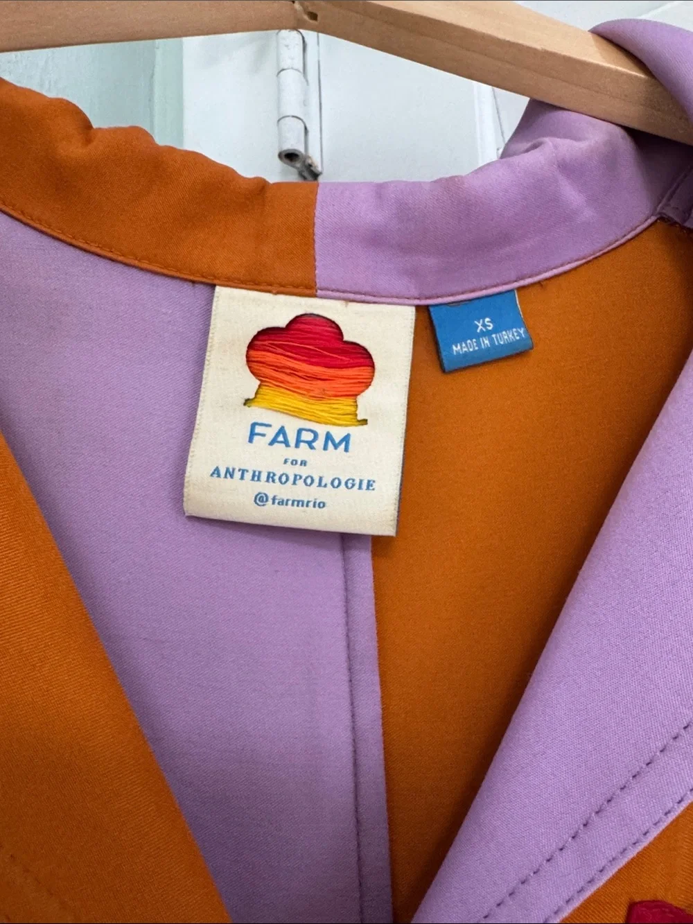 FARM Rio Lavender, Orange & Teal Colorblock Button-Down Top with Red Pocket - Picture 3 of 3